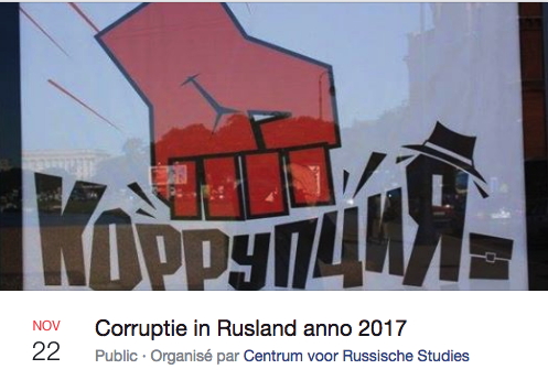 Facebook banner. CRS. Corruptie in Rusland anno 2017. Lezing door prof. Koen Schoors (UGent). 2018-11-29